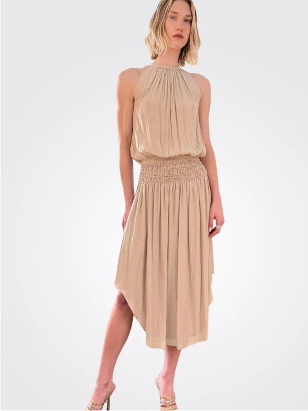 Ramy Brook Audrey Midi Dress Nude Pink Size Small Flowy Sleeveless